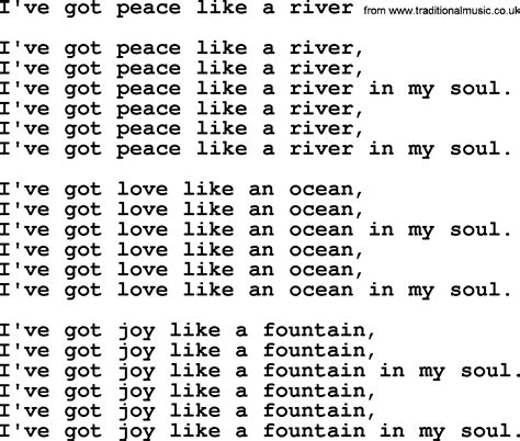 pice hymn lyrics|I've Got Peace Like a River .